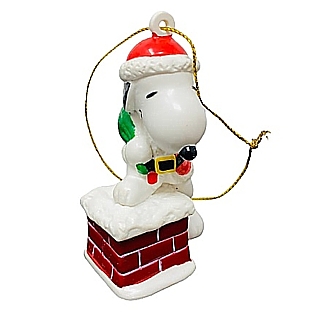 Snoopy and Peanuts Collectibles - Snoopy Christmas Whitmans Santa Chimney PVC Ornament