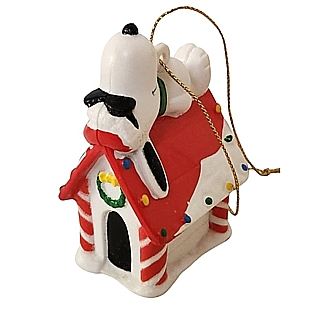 Snoopy and Peanuts Collectibles - Snoopy Christmas Whitmans Dog House PVC Ornament