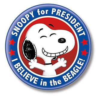 Snoopy and Peanuts Collectibles - Snoopy for President Metal Pinback Button