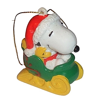 Snoopy and Peanuts Collectibles - Snoopy Christmas Whitmans Sleigh PVC Ornament