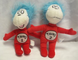 Cartoon Characters Collectibles - Doctor Seuss Cat in The Hat Thing 1 and Thing 2 Mini Beanies