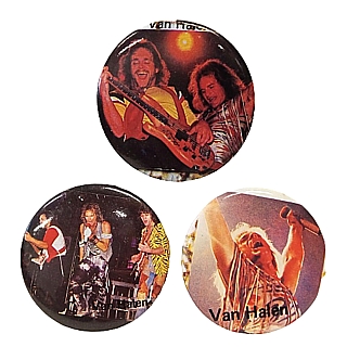 Rock and Roll Collectibles - Van Halen Pinback Buttons, David Lee Roth, Eddie Van Halen, Michael Anthony, Alex VanHalen