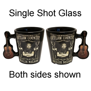 Country and Western Music Collectibles - Willie Nelson Genuine Outlaw Country Ceramic Shot Glass