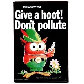 Vintage 1980's Advertising Collectibles - Woodsy Owl Give a hoot don't pollute Metal Magnet