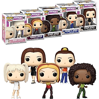 90's Pop Music Collectibles - Spice Girls Set of 5 Wannabe POP! Rocks Vinyl Figures 502, 503, 504, 505, 506 by Funko